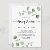 Invitation Green Delight Eucalyptus Baby shower de calligraph (Devant)
