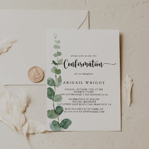 Invitation Green Delight Eucalyptus Calligraphie Confirmation
