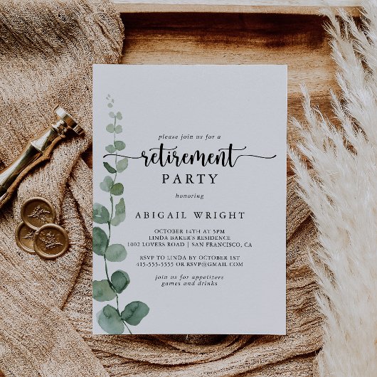 Invitation Green Delight Eucalyptus Retraite Party