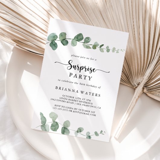 Invitation Green Delight Eucalyptus Surprise Party