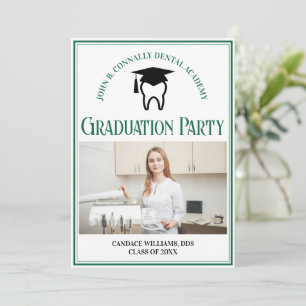 Invitation Green Dental School Photo Custom Graduation Party
