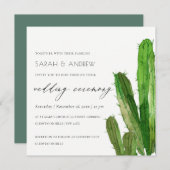 INVITATION GREEN DESERT CACTUS FOLIAGE MARIAGE DE COULEUR D'E (Devant / Derrière)