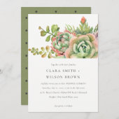 INVITATION GREEN DESERT SUCCULENT CACTI FOLIAGE BUNCH MARIAGE (Devant / Derrière)