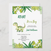 INVITATION  GREEN DINOSAUR  BABYSHOWER  (Devant)