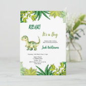 INVITATION  GREEN DINOSAUR  BABYSHOWER  (Debout devant)