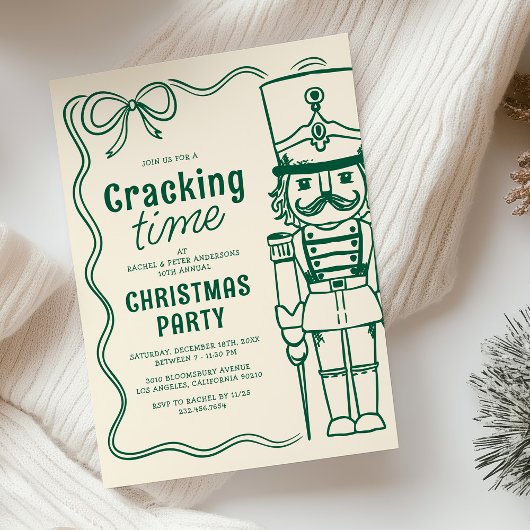 Invitation Green Doodle Nutcracker Christmas Holiday Party