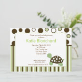 Invitation Green Dot Mod Turtle Baby shower 5x7 tendance (Debout devant)