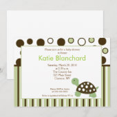 Invitation Green Dot Turtle Moderne 5x7 Baby shower (Devant / Derrière)