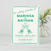 Invitation Green Drake Together Champagne Photo Mariage (Debout devant)