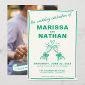 Invitation Green Drake Together Champagne Photo Mariage (Devant / Derrière)