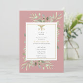Invitation Green Dusty Rose RN Nursing Graduation Photo (Debout devant)