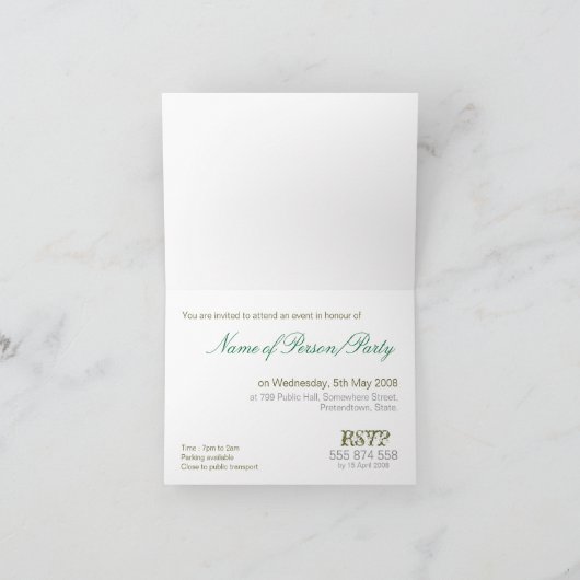 Invitation Green Earthy Party (Intérieur)