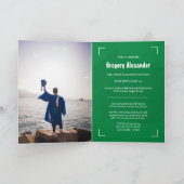 Invitation Green Edgy Abstrait Brushstroke Photo Graduation (Intérieur)