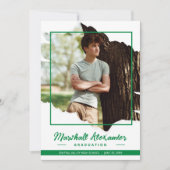 Invitation Green Edgy Abstrait Torn Photo Graduation (Devant)