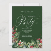 Invitation Green Elegant Botanique Script Fête de Vacances (Devant)