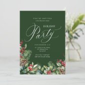 Invitation Green Elegant Botanique Script Fête de Vacances (Debout devant)