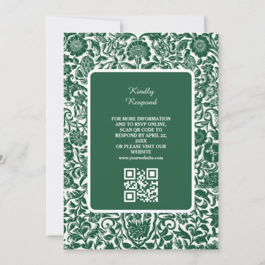 Invitation Green Elegant Mariage islamique Nikah avec code QR (Dos)