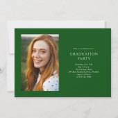 Invitation Green Elegant Script 3 Photo Graduation Party (Dos)