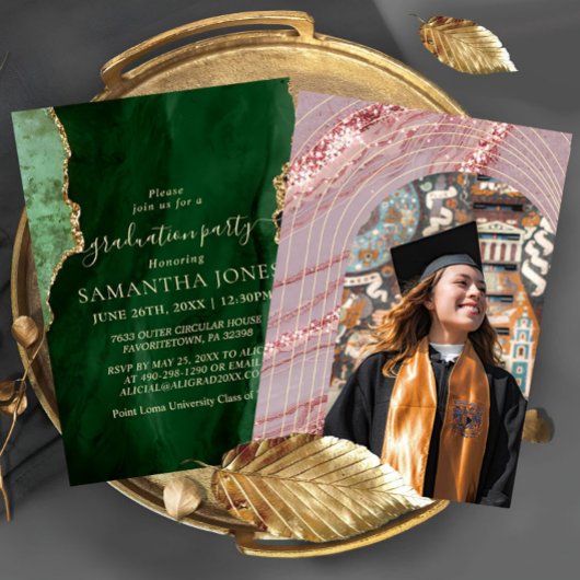Invitation Green Emerald Belle Graduation