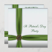 Invitation Green Emerald Ribbon St. Patricks (Devant / Derrière)