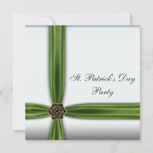 Invitation Green Emerald Ribbon St. Patricks (Devant)