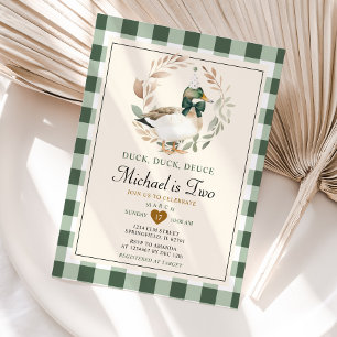 Invitation Green En vichy Boy Duck Duck Deuce 2e anniversaire