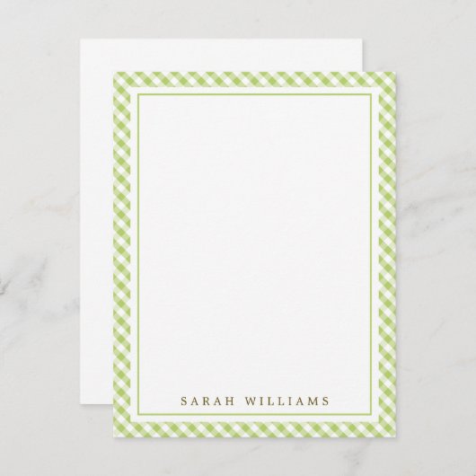 Invitation Green En vichy Flat Merci Notes (Devant / Derrière)