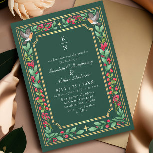 Invitation Green Enchanter Botanical Floral Garden Mariage