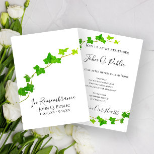Invitation Green English Vine Foliage Anniversaire de la mort