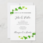 Invitation Green English Vine Foliage Fête de la vie (Dos)