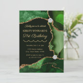 Invitation Green et Gold Faux Parties scintillant Agate Anniv (Debout devant)