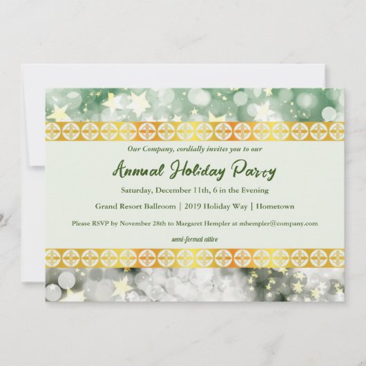 Invitation Green et Gold Party (Devant)