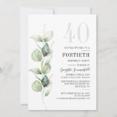 Invitation Green Eucalyptus 40e anniversaire (Devant)