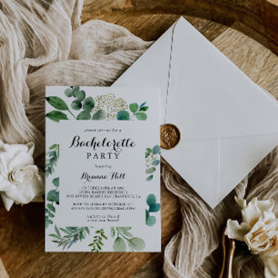 Invitation Green Eucalyptus Botanique Bachelorette Party