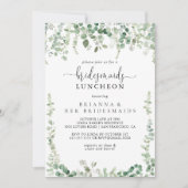 Invitation Green Eucalyptus Bridesmaids Luncheon Douche (Devant)