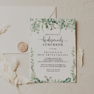 Invitation Green Eucalyptus Bridesmaids Luncheon Douche