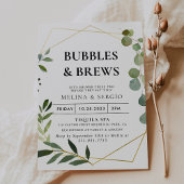 Invitation Green Eucalyptus Bubbles & Brews Douche nuptiale
