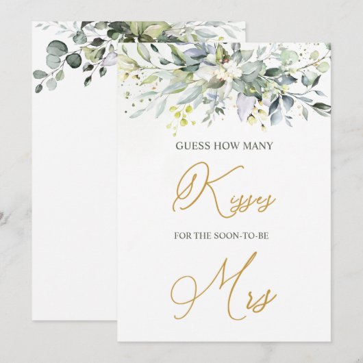 Invitation Green Eucalyptus Devine Combien De Baisers Jouent  (Devant / Derrière)