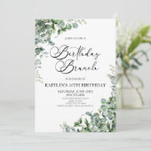 Invitation Green Eucalyptus Feuille Botanical Birthday Brunch (Debout devant)
