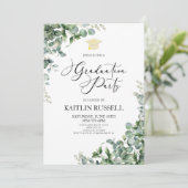 Invitation Green Eucalyptus Feuille Botanical Graduical Party (Debout devant)