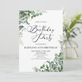 Invitation Green Eucalyptus Feuille fête d'anniversaire (Debout devant)