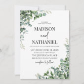 Invitation Green Eucalyptus Feuille Verdure Mariage botanique (Devant)