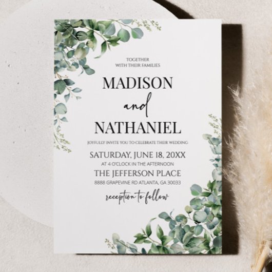 Invitation Green Eucalyptus Feuille Verdure Mariage botanique