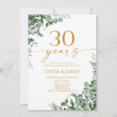 Invitation Green Eucalyptus Gold 30e anniversaire Mariage (Devant)