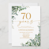 Invitation Green Eucalyptus Gold 70th Wedding Anniversary (Devant)