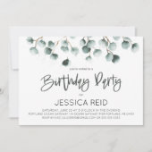 Invitation Green Eucalyptus Plante à thème fête d'anniversair (Devant)