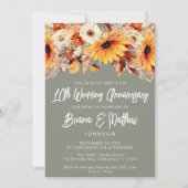 Invitation Green Fall Floral 10e anniversaire de Mariage (Devant)