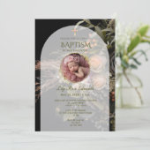 Invitation Green Fall Floral Baptism  (Debout devant)
