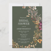 Invitation Green Fall Floral Boho nuptiale de douche Invitati (Devant)