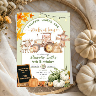 Invitation Green Farm Animaux Citrouilles Stations de foin An